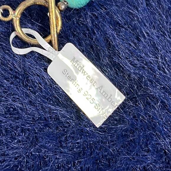 Stunning MIDWEST AMBER Genuine Pearl and Turquoise Necklace NWT - Picture 7 of 8